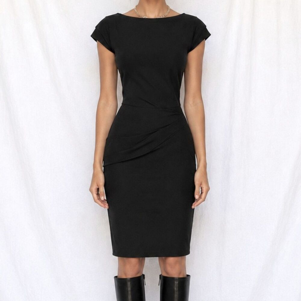 American Vintage Black Cap-Sleeve Sheath Dress